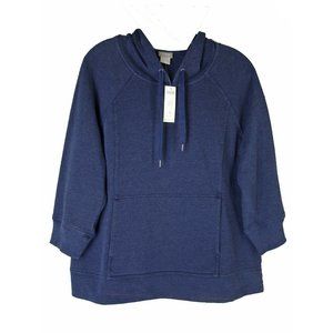 Chico's Zenergie Cotton Knit Hoodie Pullover S NEW